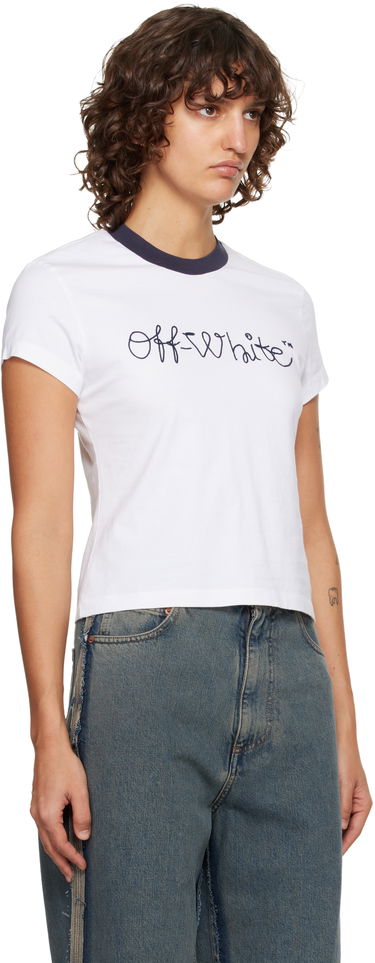 Tričko Off-White Emb Script Logo Fitted T-Shirt Biela | OWAA112F25JER0010148, 4