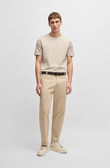 Tričko BOSS Mercerized Cotton T-Shirt with Micro Pattern Béžová | 50534030, 1