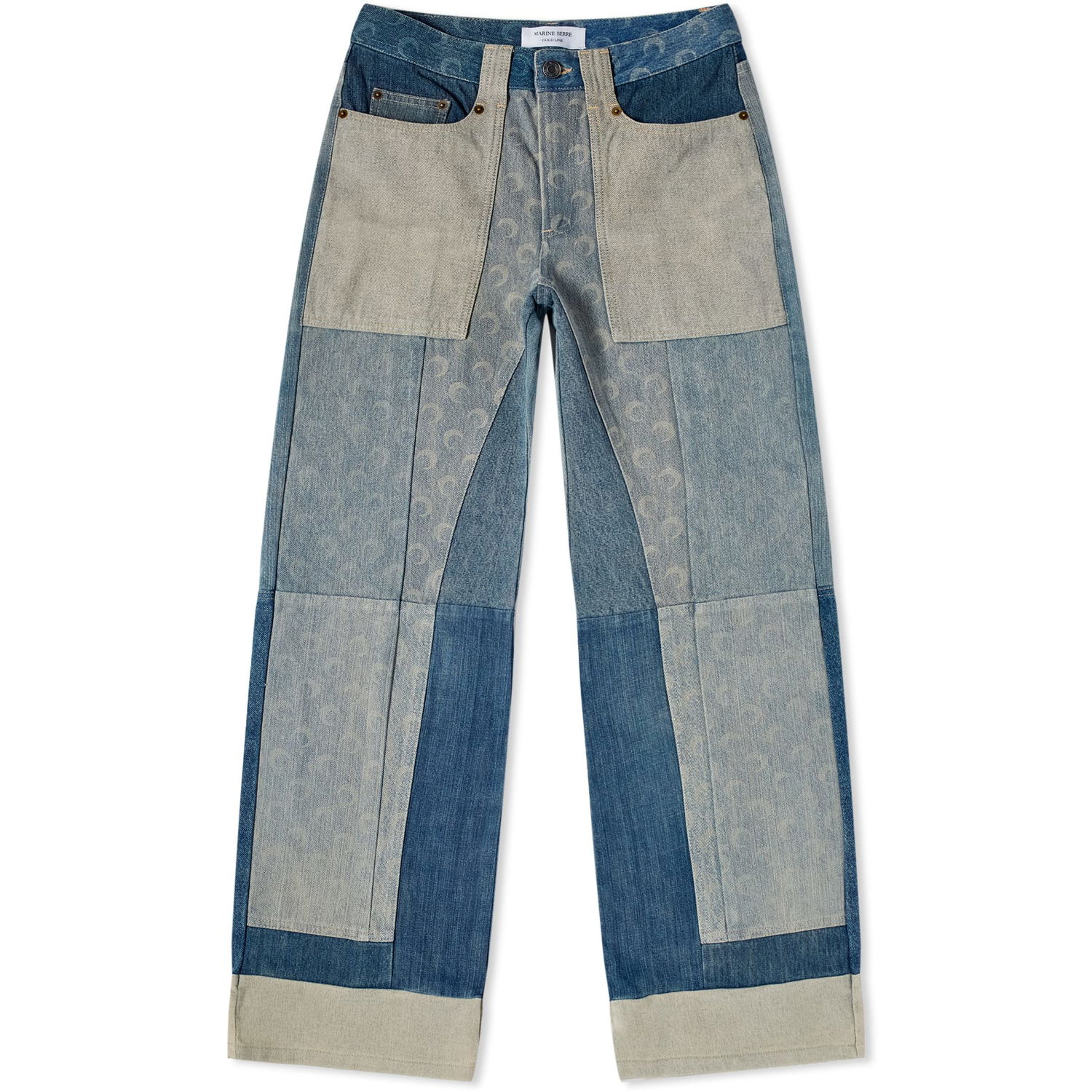 Džínsy Marine Serre Regenerated Denim Wide Leg Pants Modrá | WPA003-GR30, 0