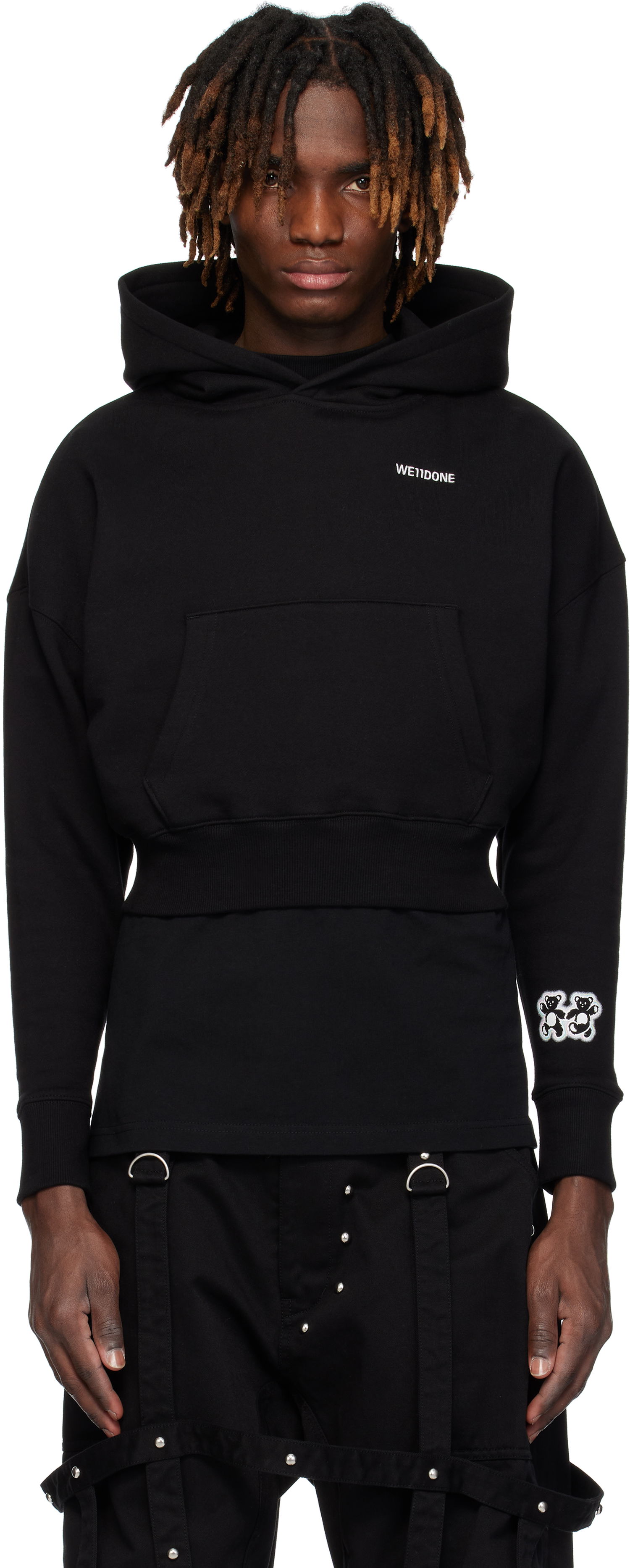 Mikina We11done We11done Teddy Twins Sleeve Hoodie Čierna | WD-TH0-25-841-U-BK, 0