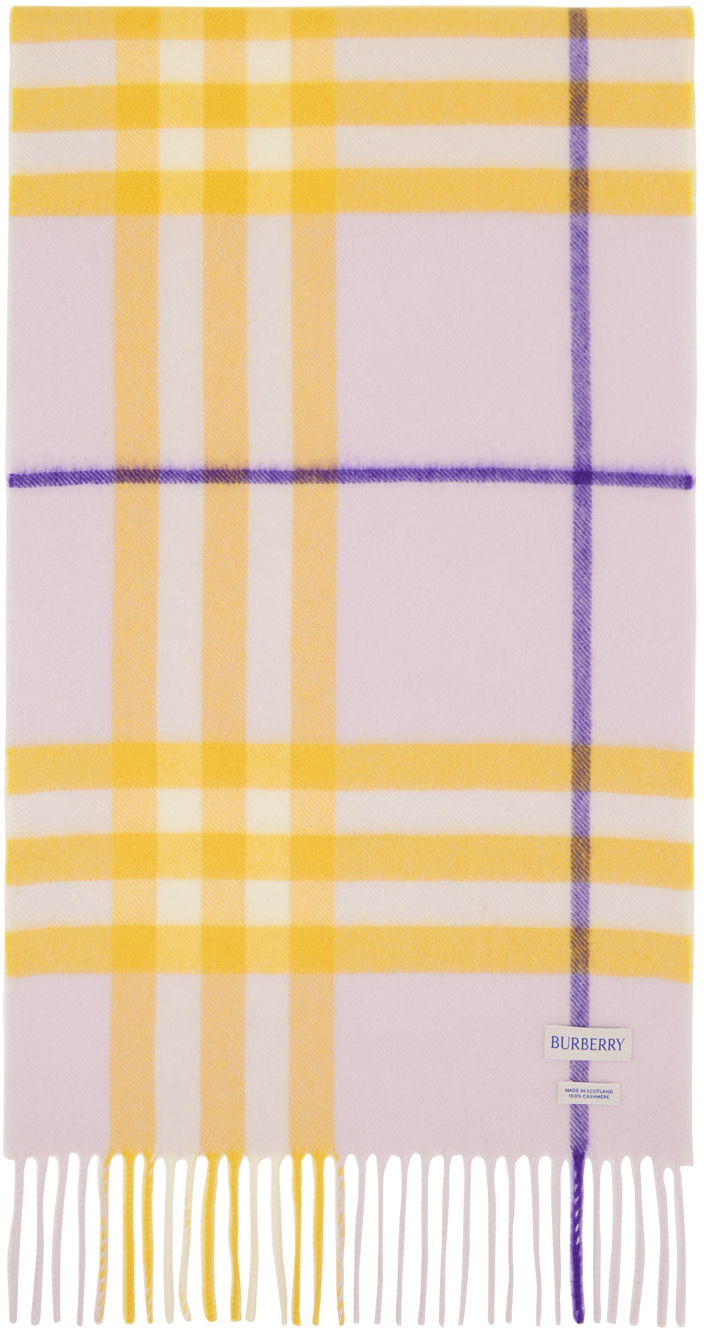 Check Cashmere Scarf Purple / Yellow