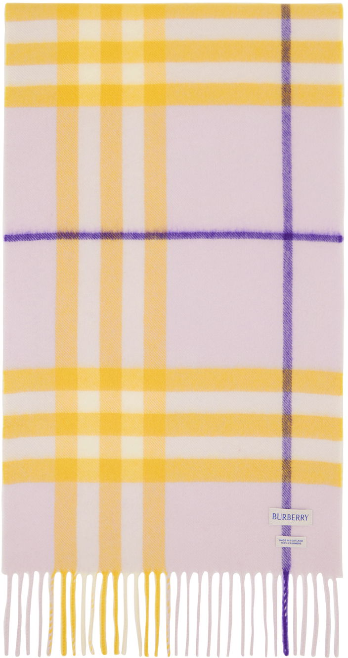 Šál Burberry Check Cashmere Scarf Purple / Yellow Fialová | 8079556, 1
