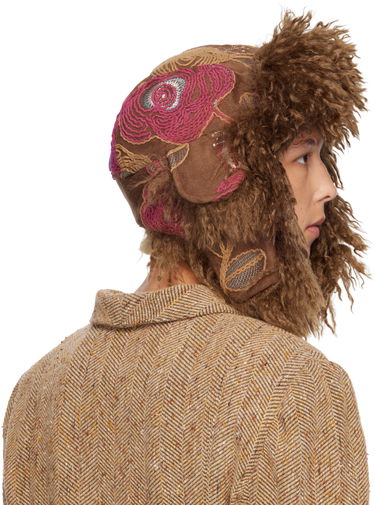 Klobúk Anna Sui Anna Sui Shaggy Curly Faux Fur Aviator Hat Hnedá | 725D90, 2