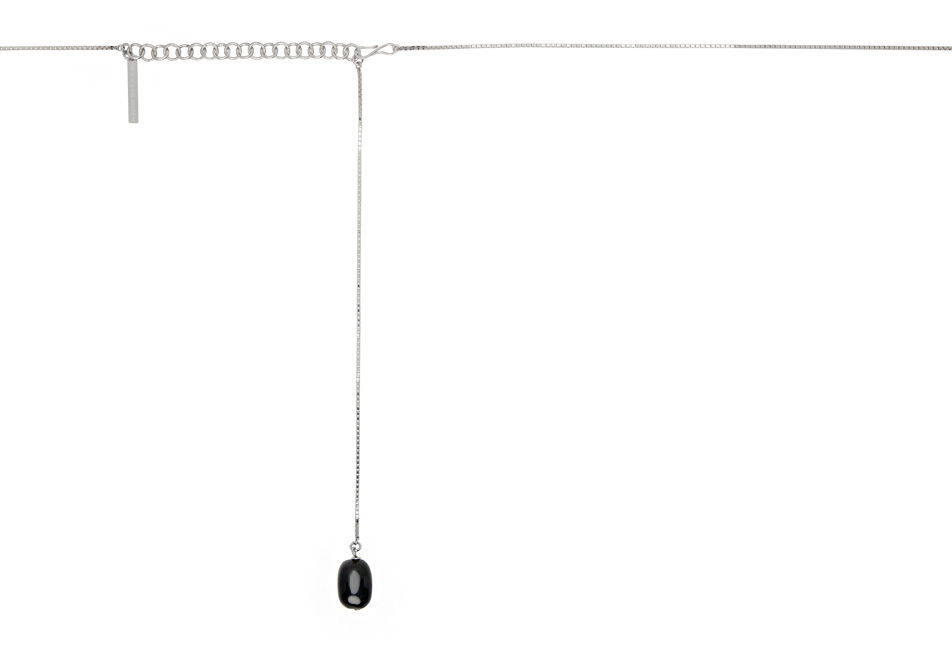 Náhrdelník Dries Van Noten Silver & Black Box Chain Belt Šedá | 242-028219-092, 0