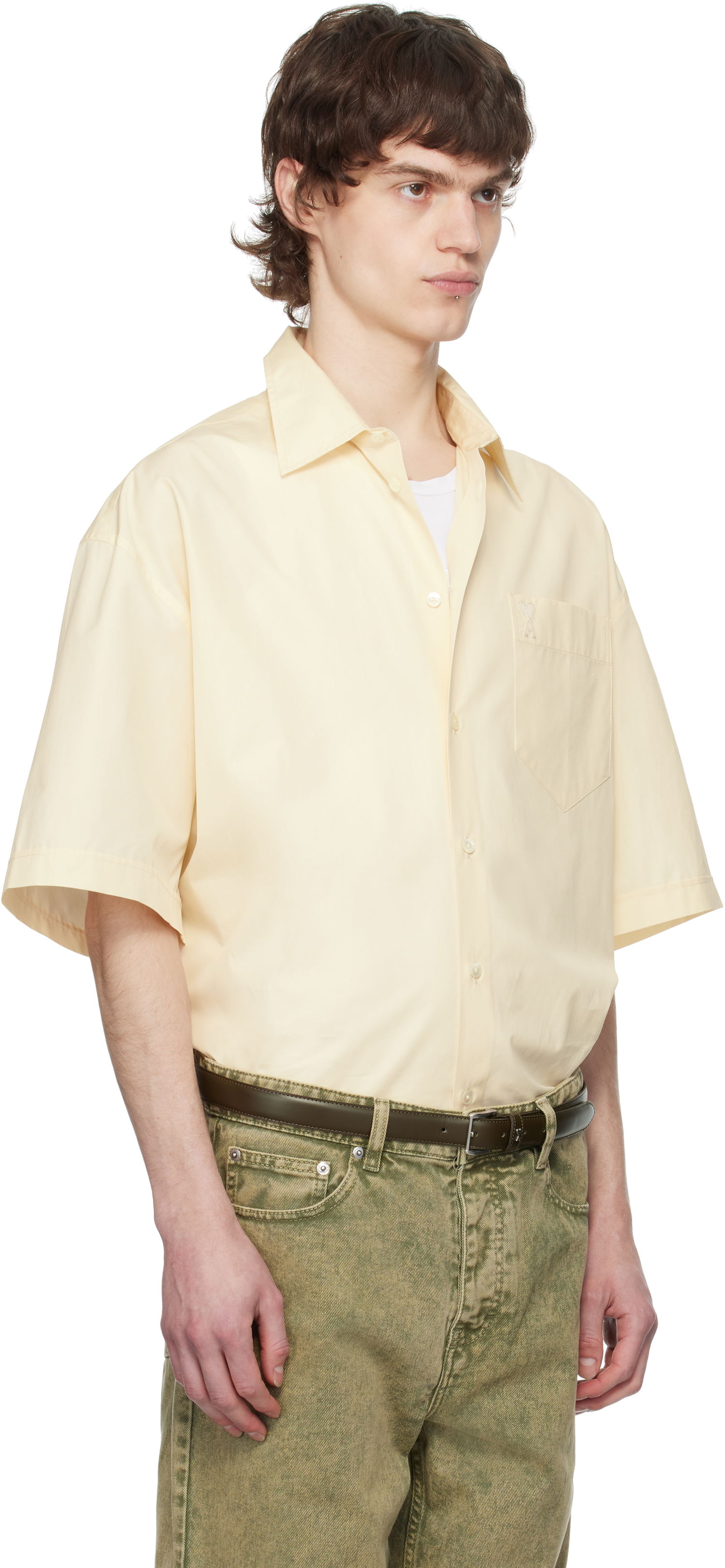 Košeľa AMI AMI Paris Boxy Fit Cotton Short Sleeve Shirt Žltá | HSH240.CO0076, 1