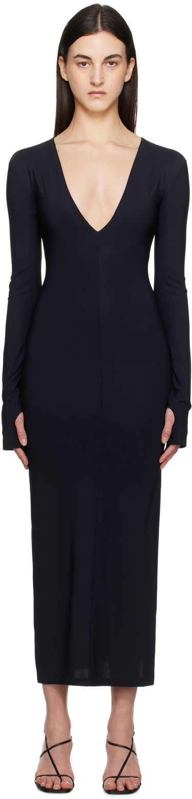 Šaty Maison Margiela MM6 Maison Margiela Jersey Plunge Maxi Dress Navy | S52DG0026 S20518, 0