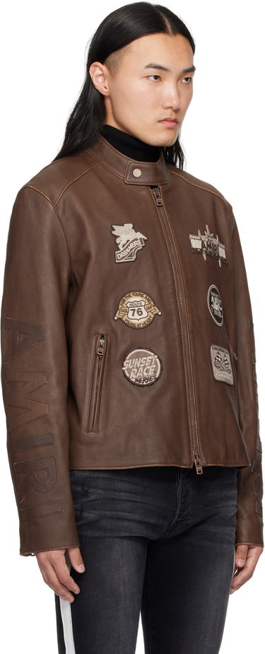 Bomber bunda AMIRI AMIRI Patch Racer Leather Jacket Hnedá | AMLTJT1021, 1