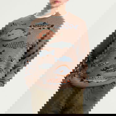 Sveter KAVU Highline Knitted Jumper with Fish Print Hnedá | 5134-2662, 2
