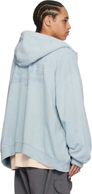 Mikina Maison Margiela Maison Margiela Embroidered Logo Zip-Up Hoodie Modrá | S50HG0047 M25017, 2