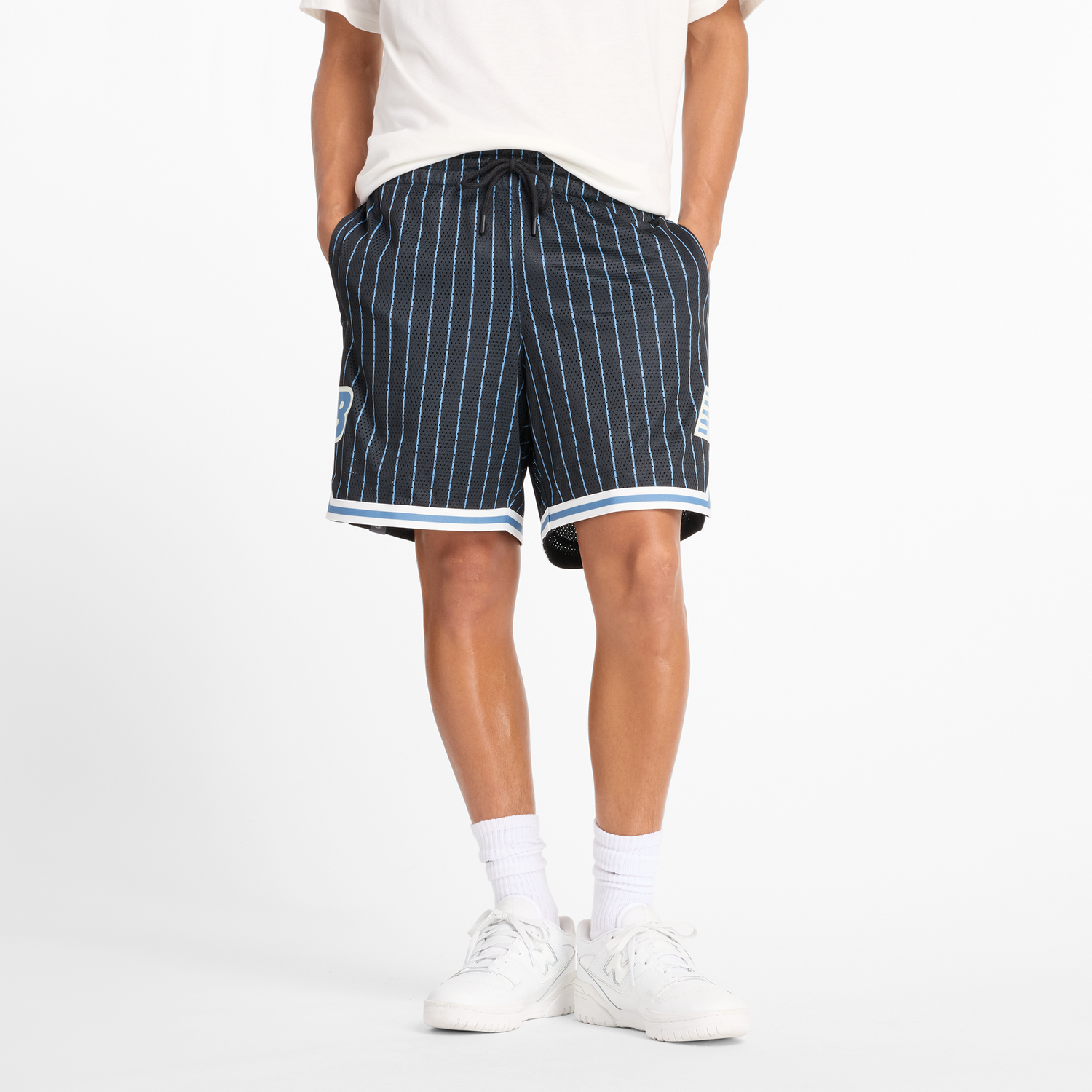 Šortky New Balance Pinstripe Mesh Shorts Čierna | NBMS44588BK, 0