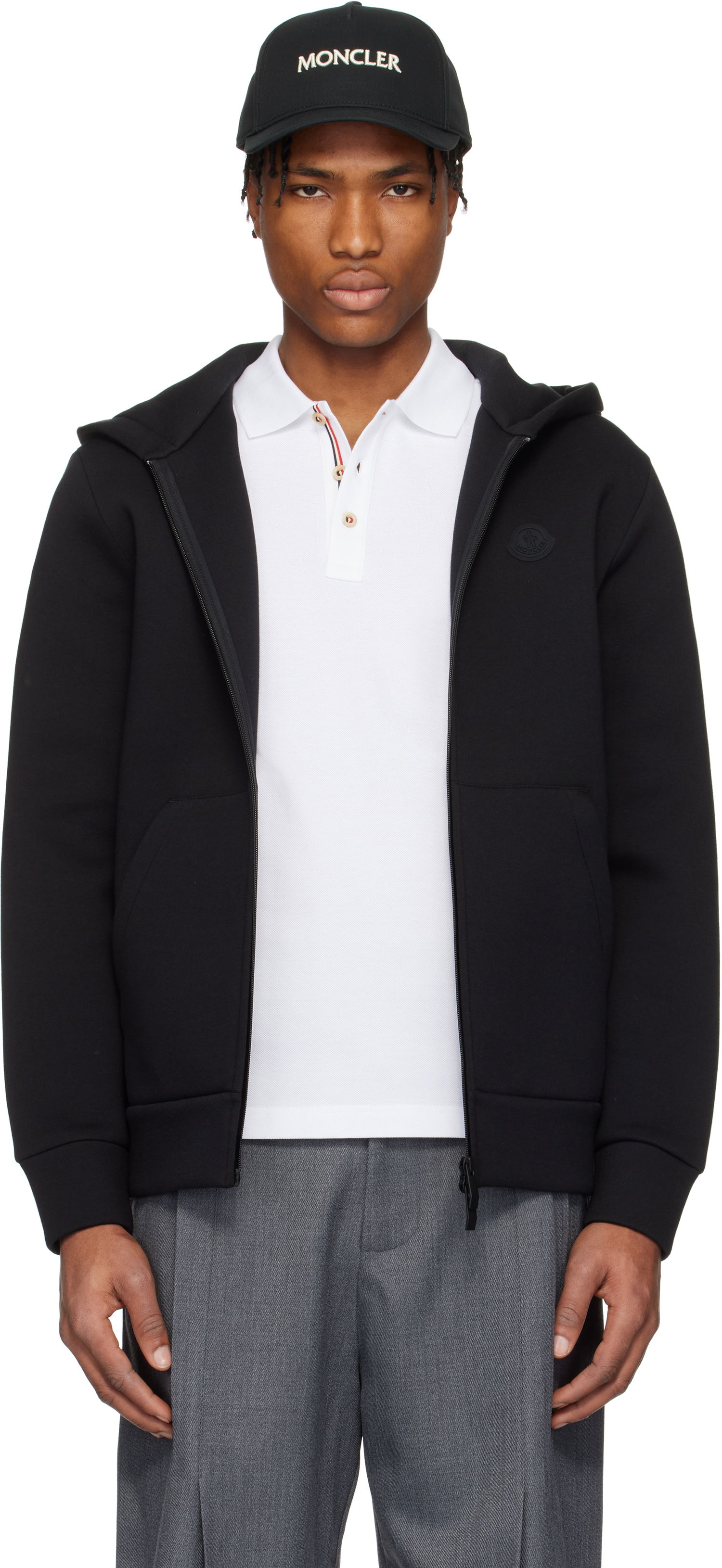 Mikina Moncler Moncler Cotton & Neoprene Zip-Up Hoodie Čierna | K10918G0000589ATP, 0