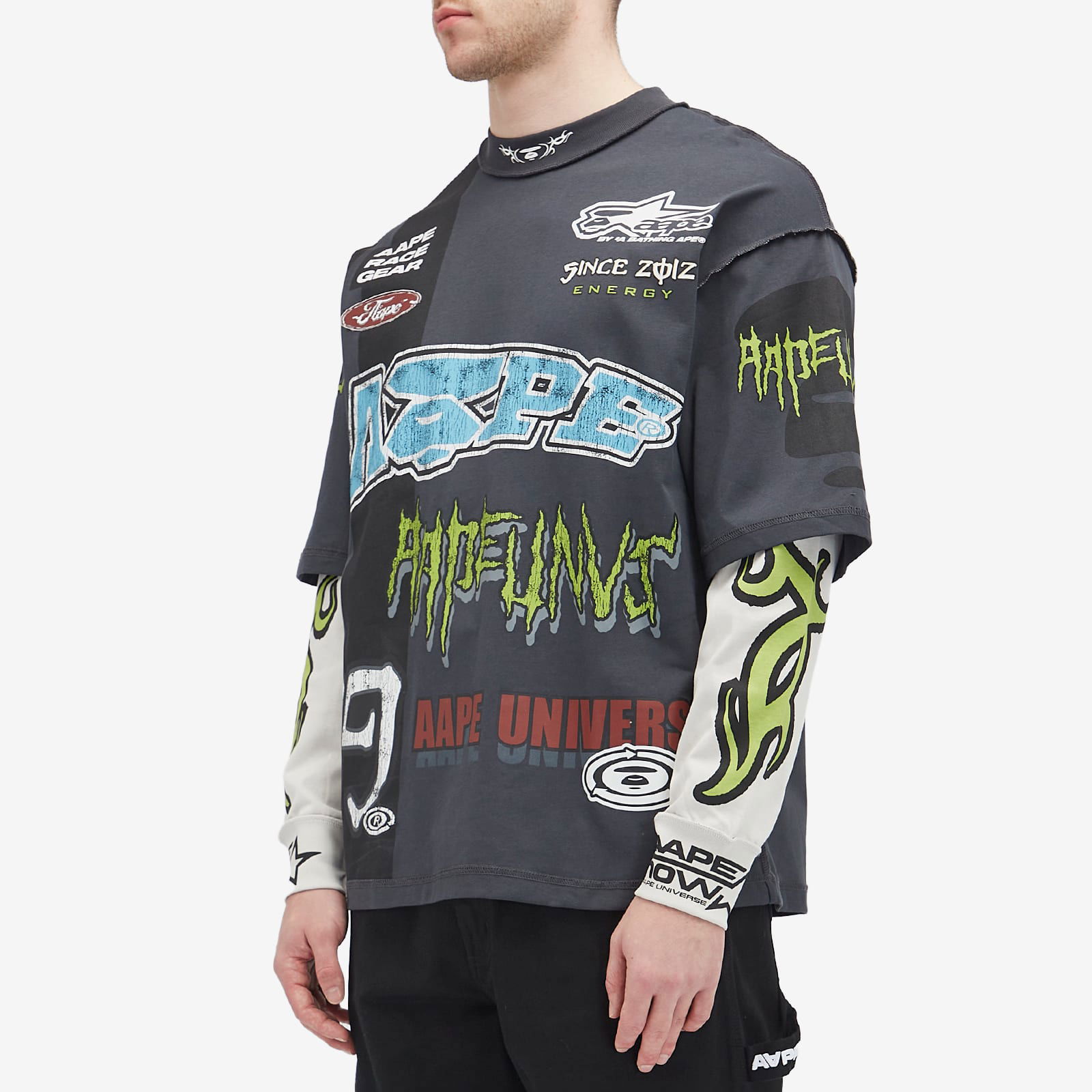 AAPE AOP Racing Graphic Long Sleeve T-Shirt