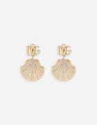 Rhinestone-Detailed Shell Earrings