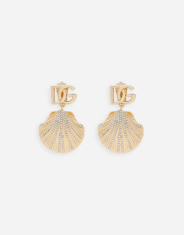 Náušnice Dolce & Gabbana Rhinestone-Detailed Shell Earrings Metalická | WEQ6A5W1111ZOO00, 0