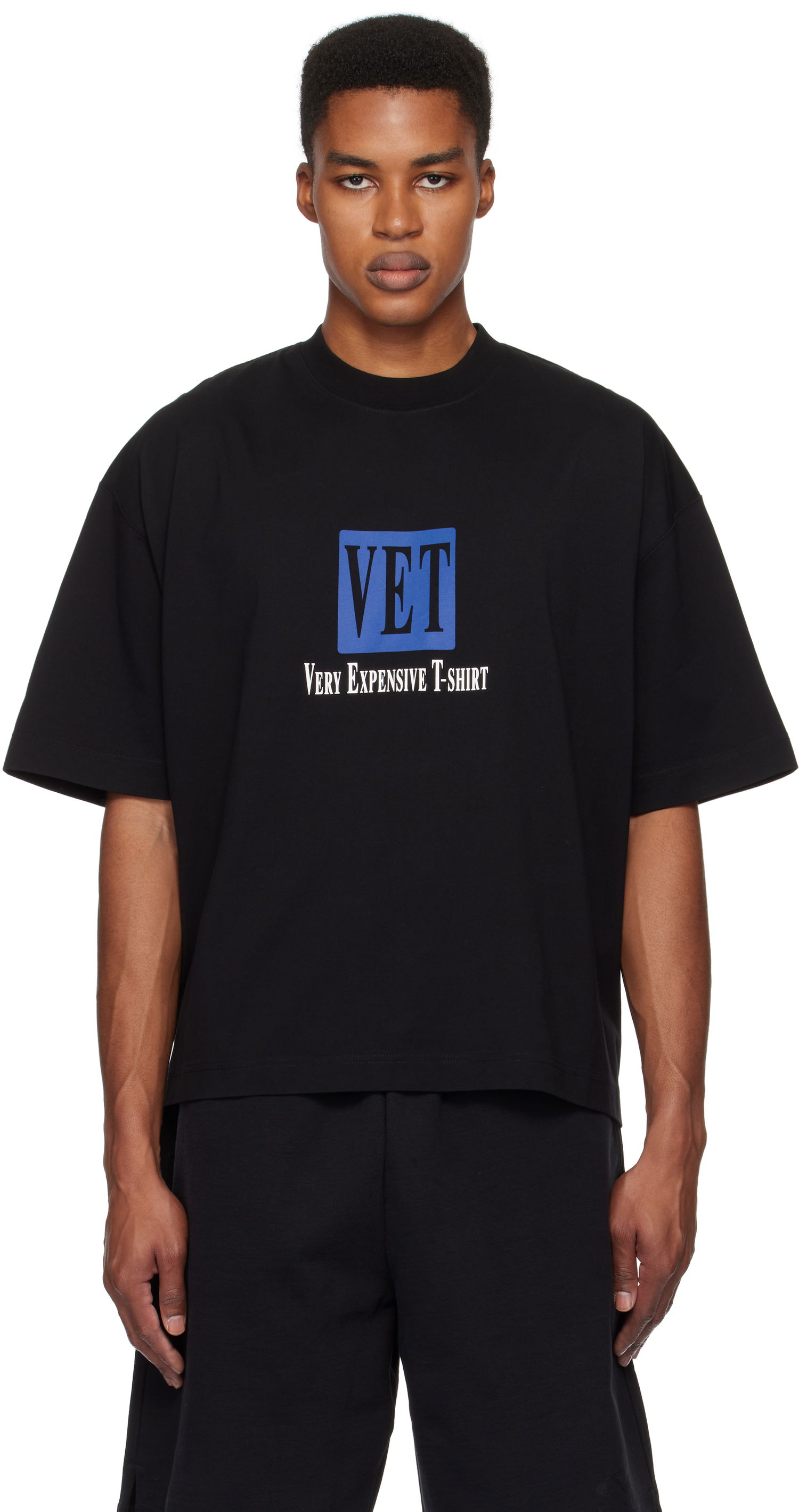 Tričko VETEMENTS 'VET' Cropped Boxy T-Shirt Čierna | UA66TR685B, 0