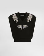 Dolce & Gabbana Cable-Knit Wool Vest with Crystal Embellishments