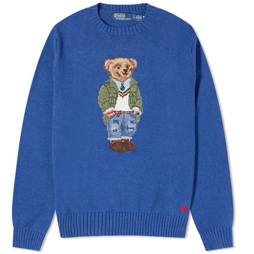 Sveter Polo by Ralph Lauren Preppy Bear Crewneck Navy | 710934020001