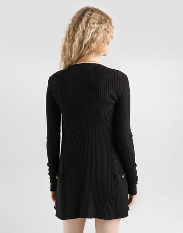 Sveter Dolce & Gabbana Virgin Wool Ribbed V-Neck Cardigan with Decorative Button Front Čierna | FXVCNZJCVXGN0000, 2