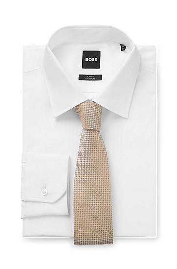 Opasok BOSS Micro-patterned Silk-Blend Tie Béžová | 50544658, 1