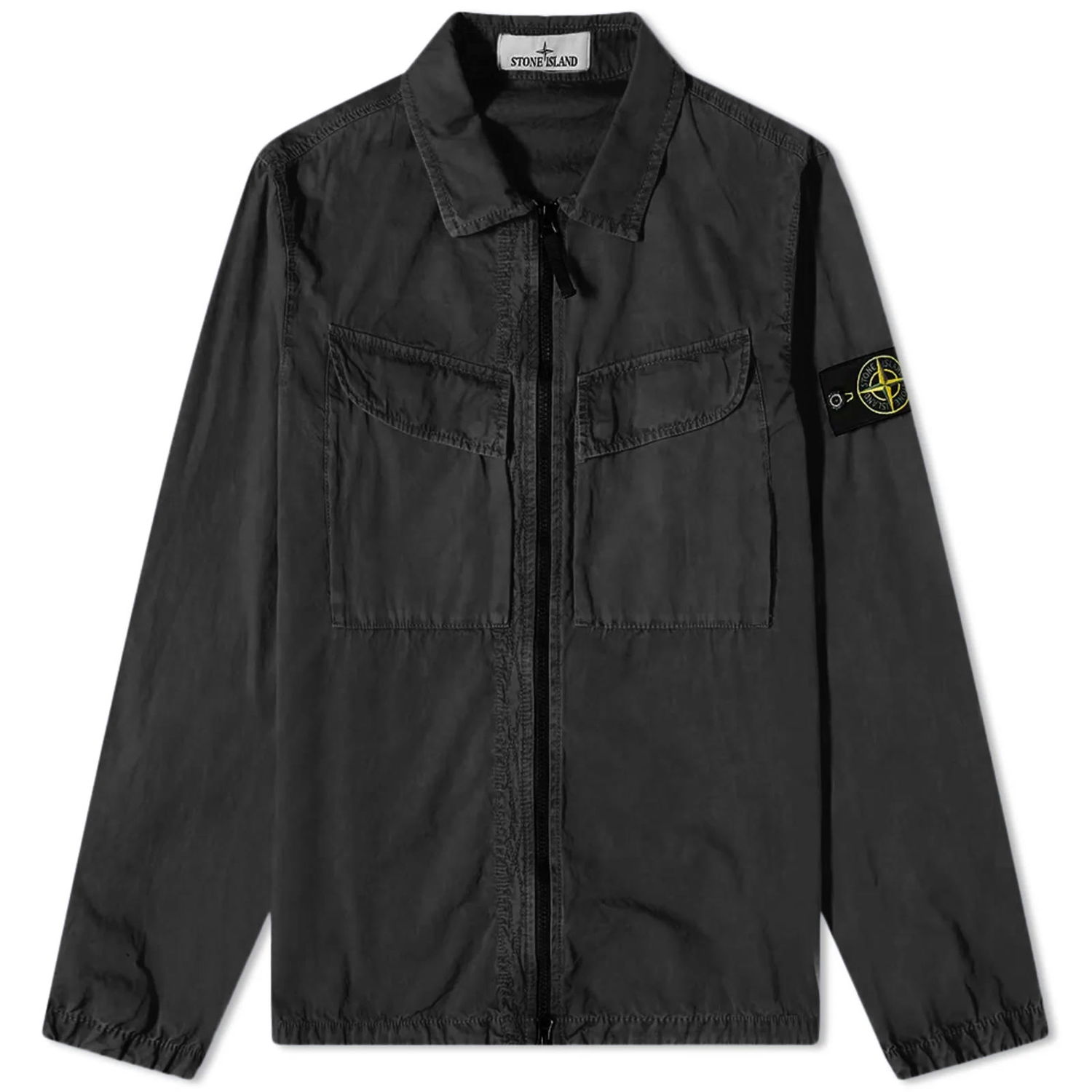 Bunda Stone Island Brushed Cotton Canvas Zip Shirt Jacket Čierna | 7815106WN-V0129, 0