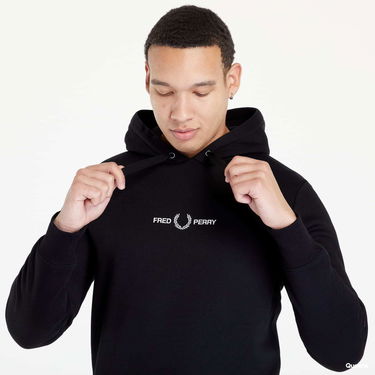 Mikina Fred Perry Embroidered Hooded Sweatshirt Čierna | M4728 184, 4