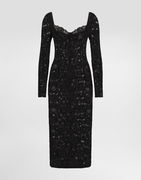 Dolce & Gabbana Floral Lace Calf-Length Dress with Bra Cups