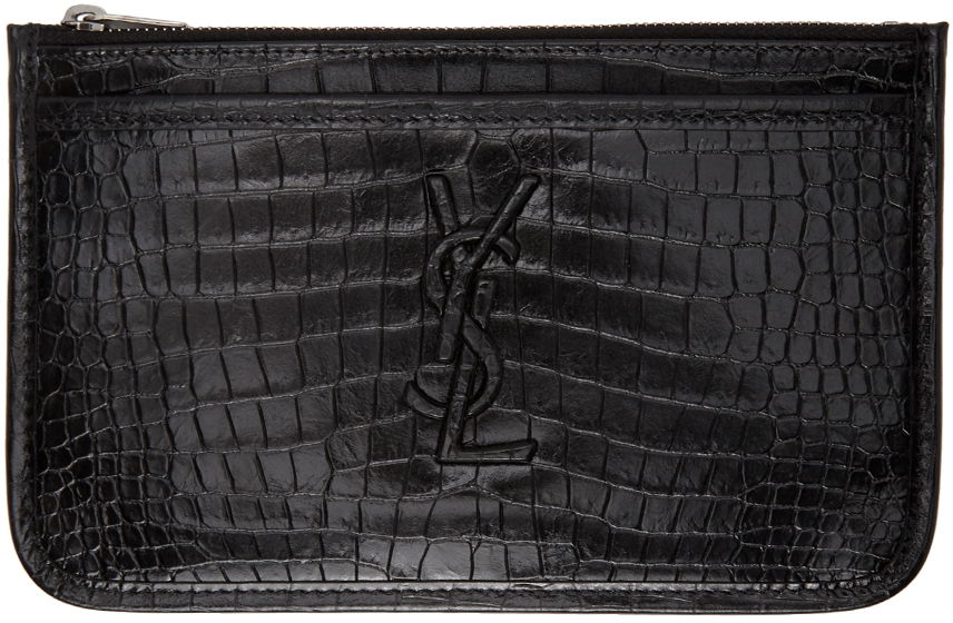 Peňaženka Saint Laurent Saint Laurent Niki Croc Bill Pouch Čierna | 606533 1QP0D, 0