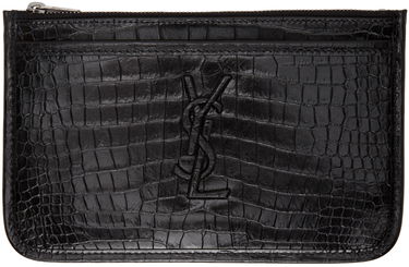 Peňaženka Saint Laurent Saint Laurent Niki Croc Bill Pouch Čierna | 606533 1QP0D, 0
