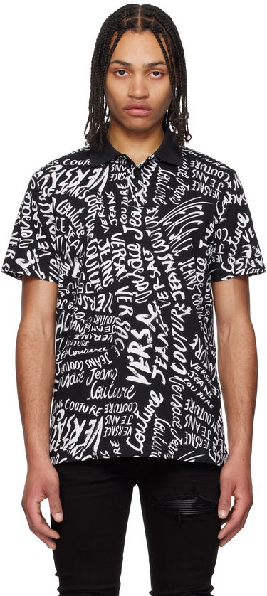 Polo tričko Versace Versace Jeans Couture Logo Pattern Polo Čierna | E78GAG6R0_EJS459, 0