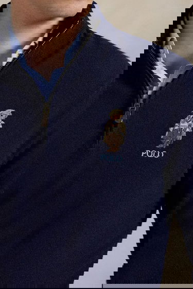 Sveter Polo by Ralph Lauren Wool Half-Zip Polo Bear Sweater Navy | 710978300, 3