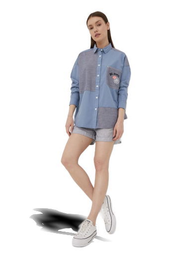 Košeľa Converse Colorblocked Button Down Shirt Modrá | 10022971.A02