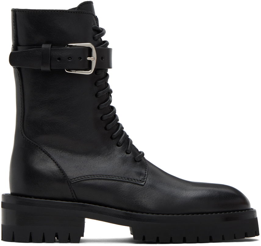 Kabáty Ann Demeulemeester Ann Demeulemeester Cisse Leather Lace-Up Boots Čierna | 2302-W-B05-LT049-099, 0
