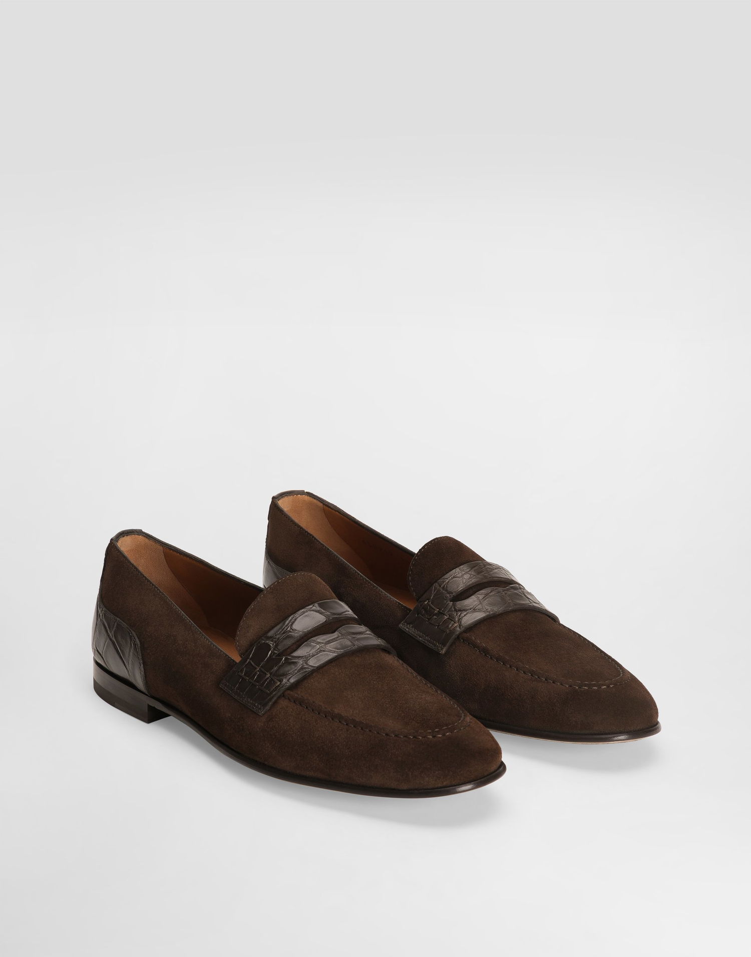 Tenisky a topánky Dolce & Gabbana Split Calfskin Alligator Driver Loafers Hnedá | A50717A2E228M157, 1