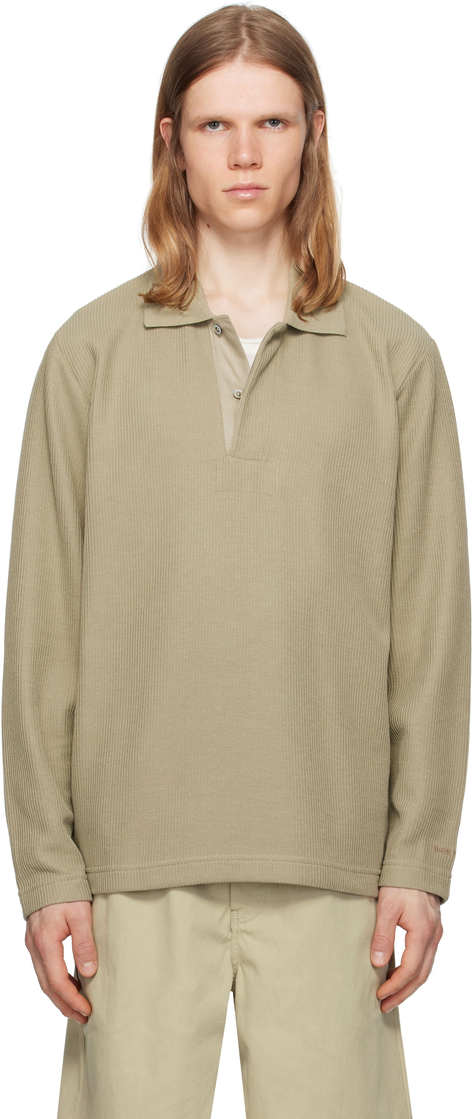 Polo tričko NORSE PROJECTS Norse Projects Ruben Double Face Long Sleeve Polo Zelené | N10-0214, 0