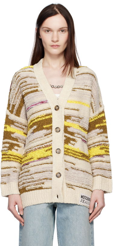 Sveter Moschino Jeans Striped Knit Cardigan Béžová | 251K10681, 0