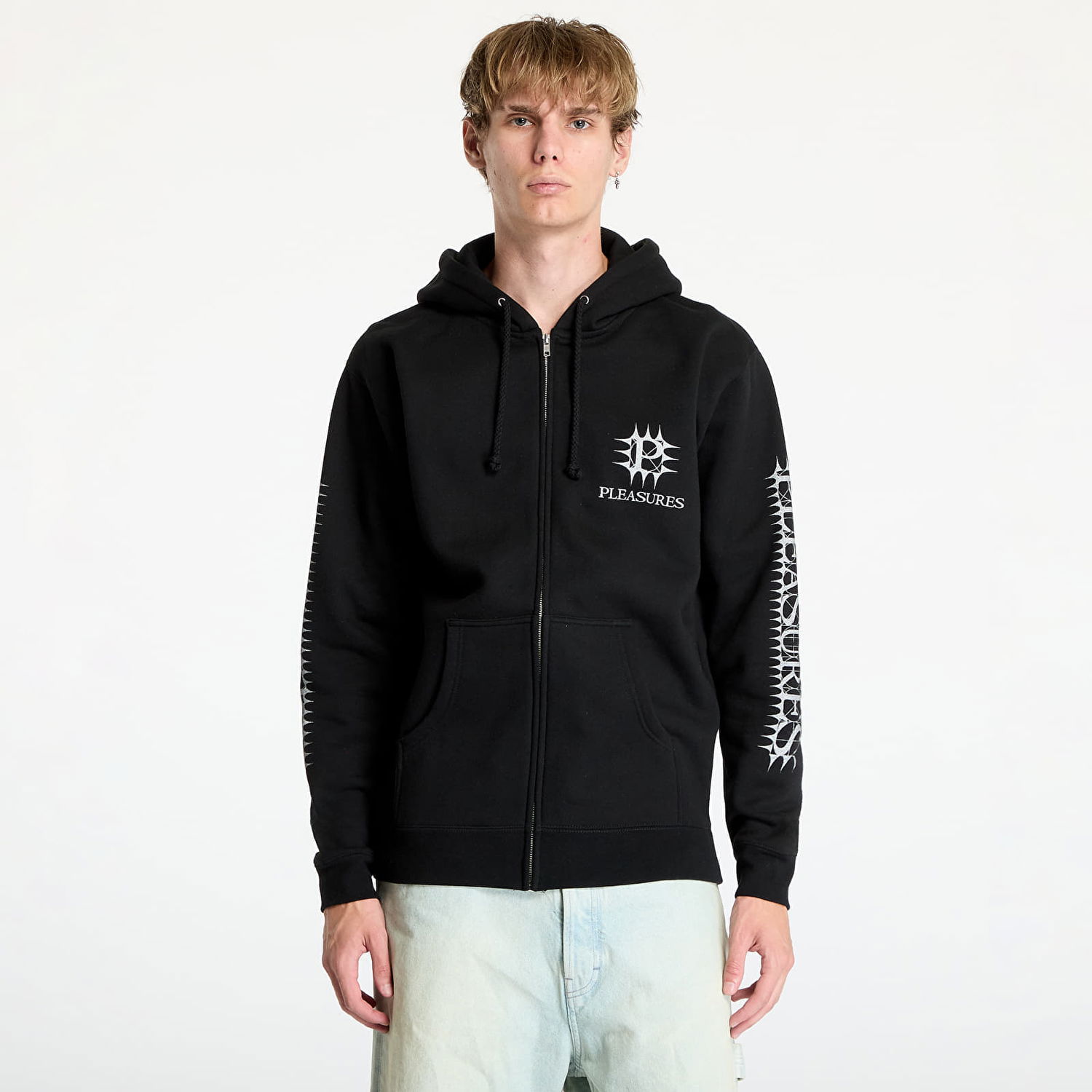Mikina Pleasures Spike Zip Hoodie Black Čierna | P24F102 BLACK, 0