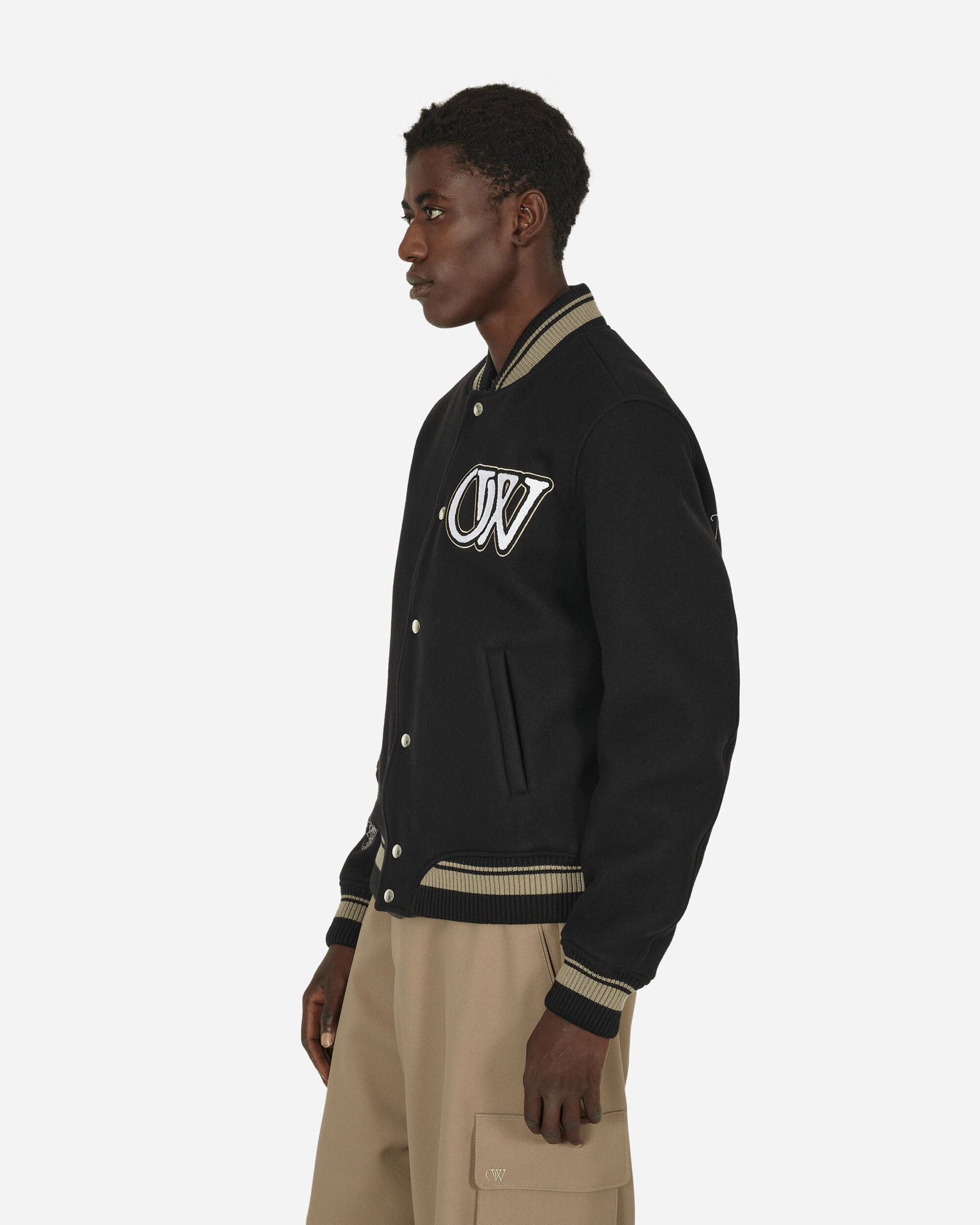 Cryst Moon Phase Varsity Jacket Black