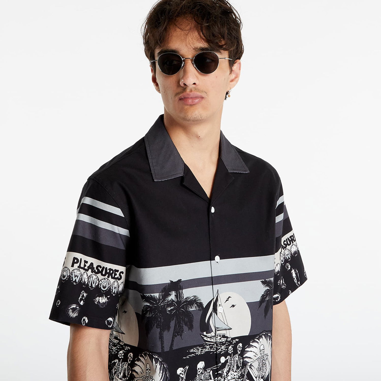 Košeľa Pleasures Beach Button Down Shirt Čierna | P23SU019 BLACK, 1