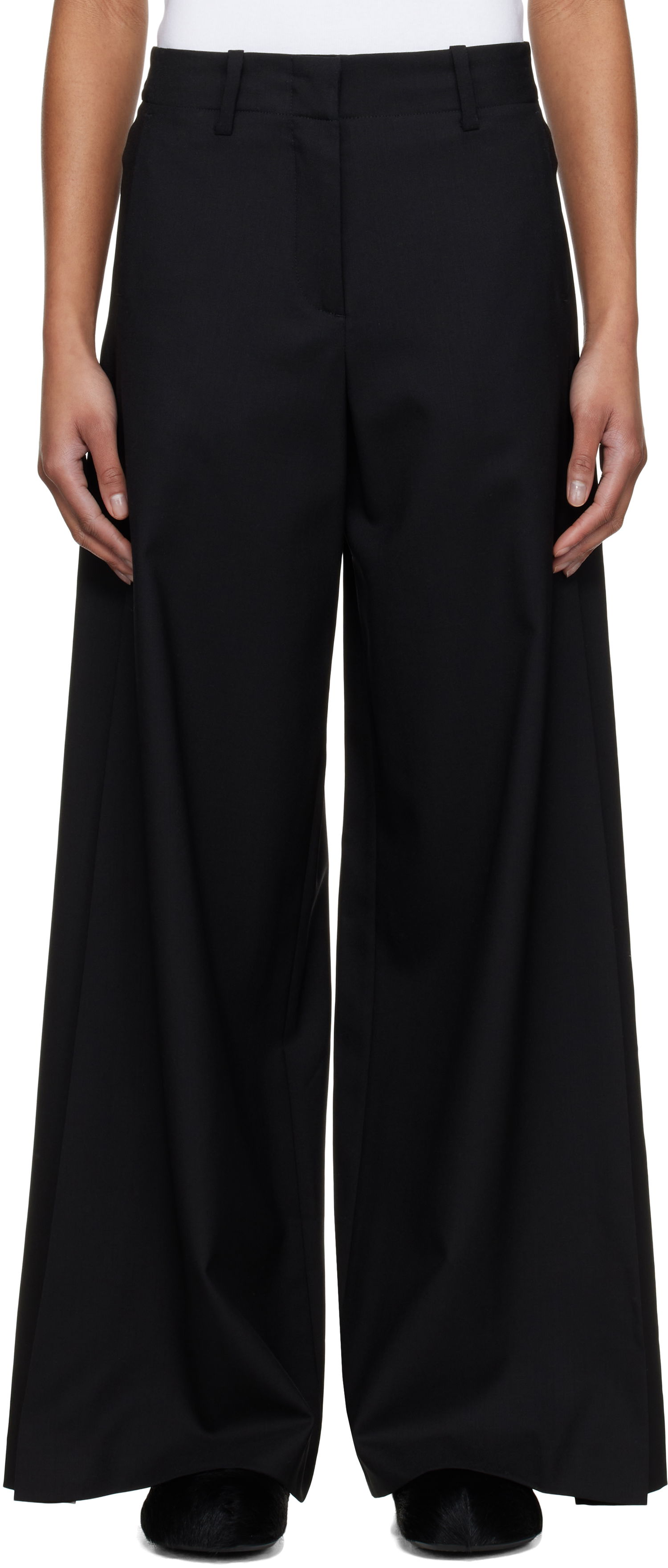 Nohavice KENZO Kenzo Paris Wide-Leg Trousers Čierna | FF52PA0999RA, 0