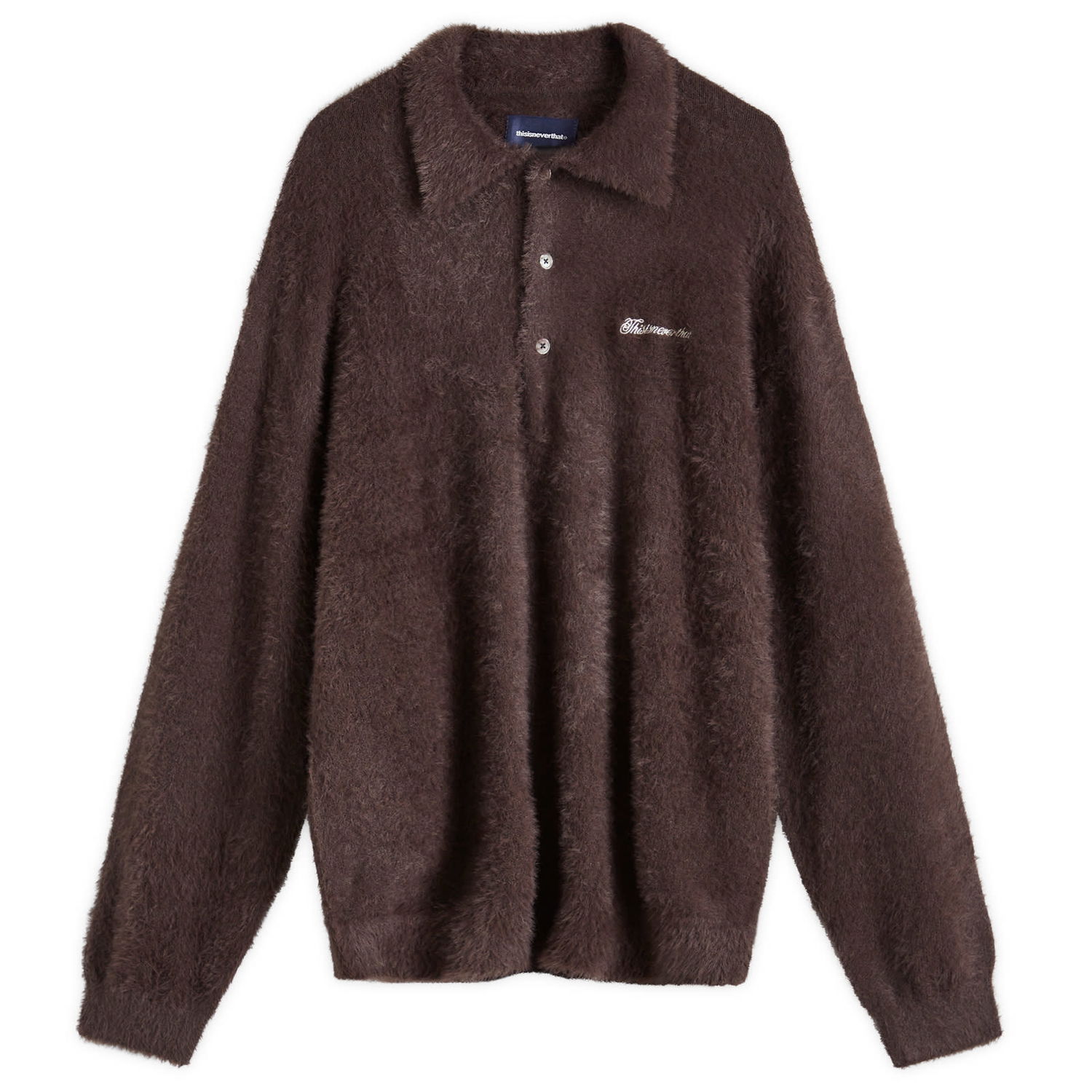 Sveter thisisneverthat Knit Polo Shirt Hnedá | TN243KKNPK08-BRN, 0
