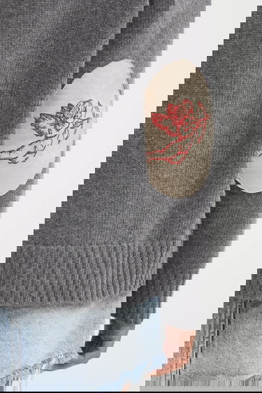 Sveter Fiorucci Fiorucci Cupid Elbow Patch Wool Sweater Šedá | W02FPKSW335KN03GY01, 3