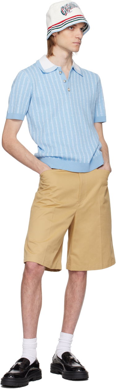 Polo tričko Casablanca Casablanca Monogram Knit Polo Modrá | MS25-KW-895-02, 3