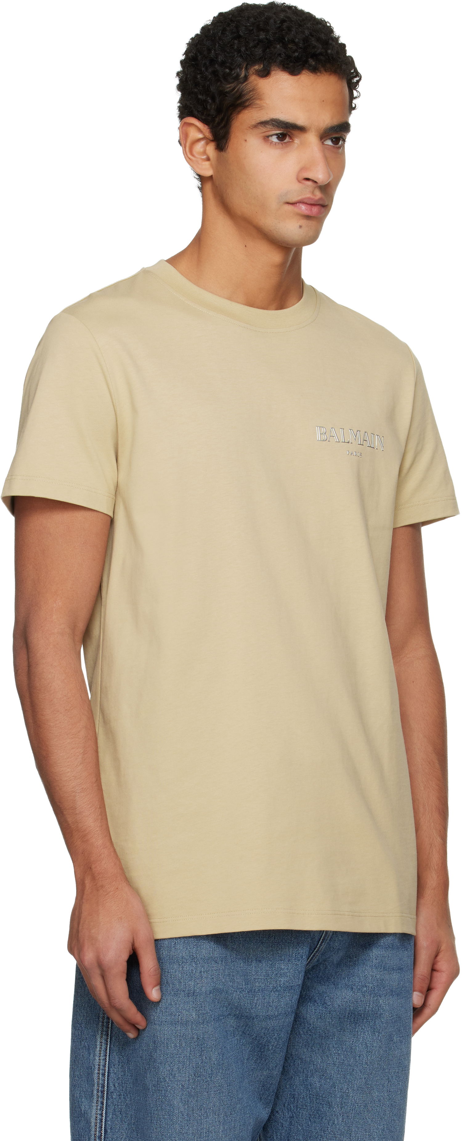 Tričko Balmain Vintage Gel 'Balmain' Logo T-shirt Béžová | FH1EF000GD84, 1