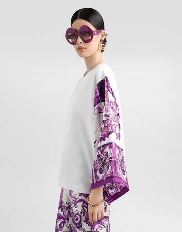 Tričko Dolce & Gabbana Dolce & Gabbana T-Shirt with Silk Foulard Sleeves Biela | F8V77ZGDDCCW0800, 3