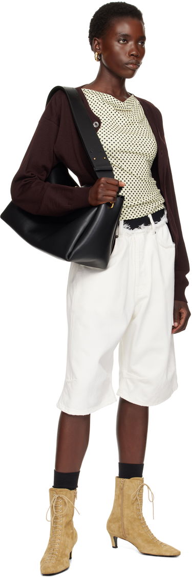 Taška cez rameno AMI AMI Paris Large Carrousel Leather Shoulder Bag Čierna | ULL028.AL0103, 3