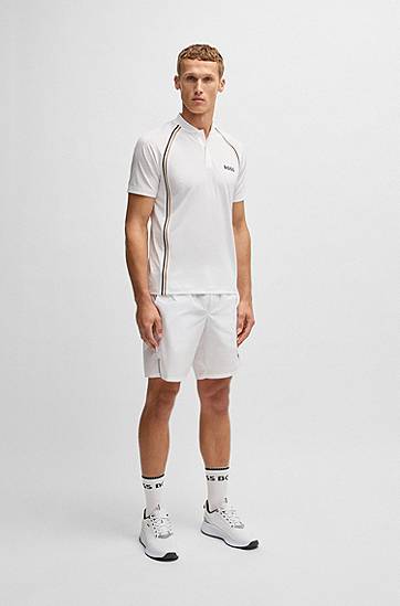 Polo tričko BOSS Slim-Fit Super-Stretch Mesh Polo Shirt Biela | 50538122, 1