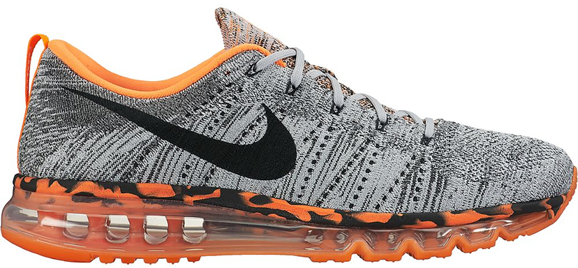 Oblečenie Nike Flyknit Max "Wolf Grey Black Orange" Šedá | 747361-008