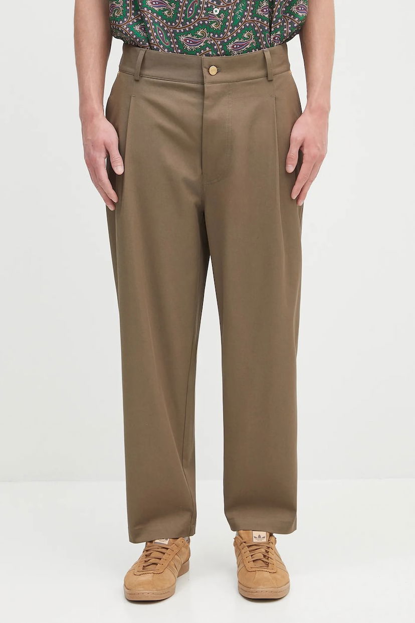 Nohavice Drôle de Monsieur Drôle de Monsieur Le Pantalon Cropped Twill Pants Hnedá | H.BP155.CO214