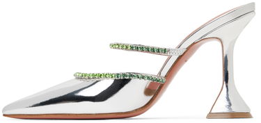 Tenisky a topánky Amina Muaddi Metallic Leather Mules With Rhinestone Trim Metalická | GILDA MULE OMBRE CL MIRROR, 2