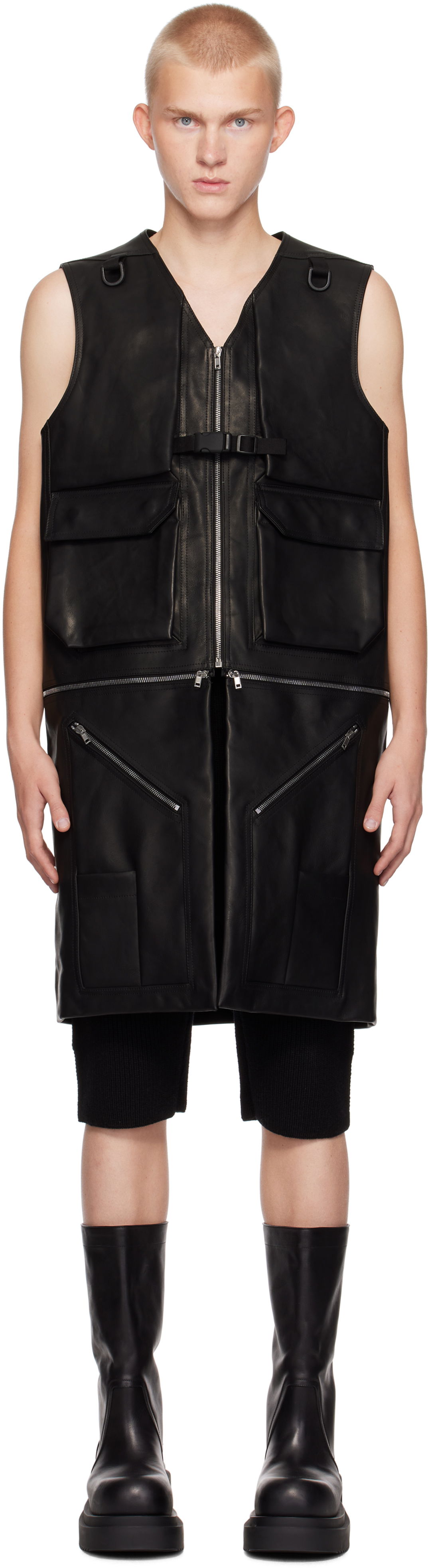 Vesta Rick Owens Leather Utility Vest Čierna | RR02D6911 LOO, 0